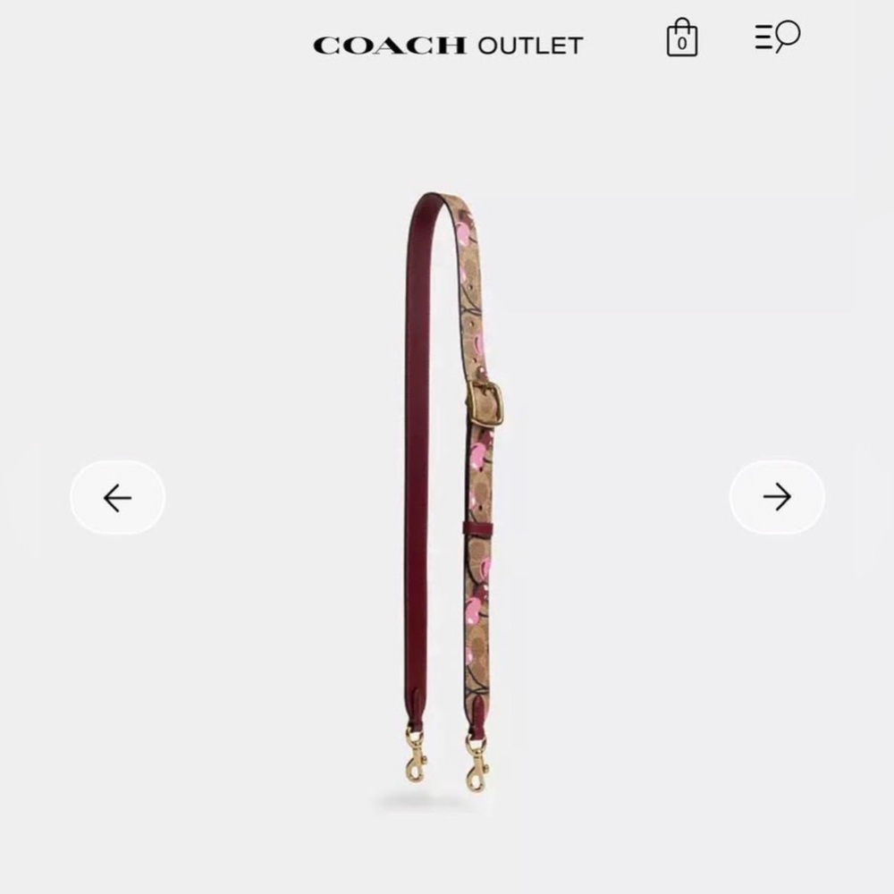 Coach Cherry Logo Reversible Bag Strap in Brown and Pink
